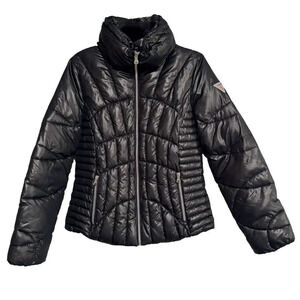 Guess Black Quilted Puffer Jacket Size M